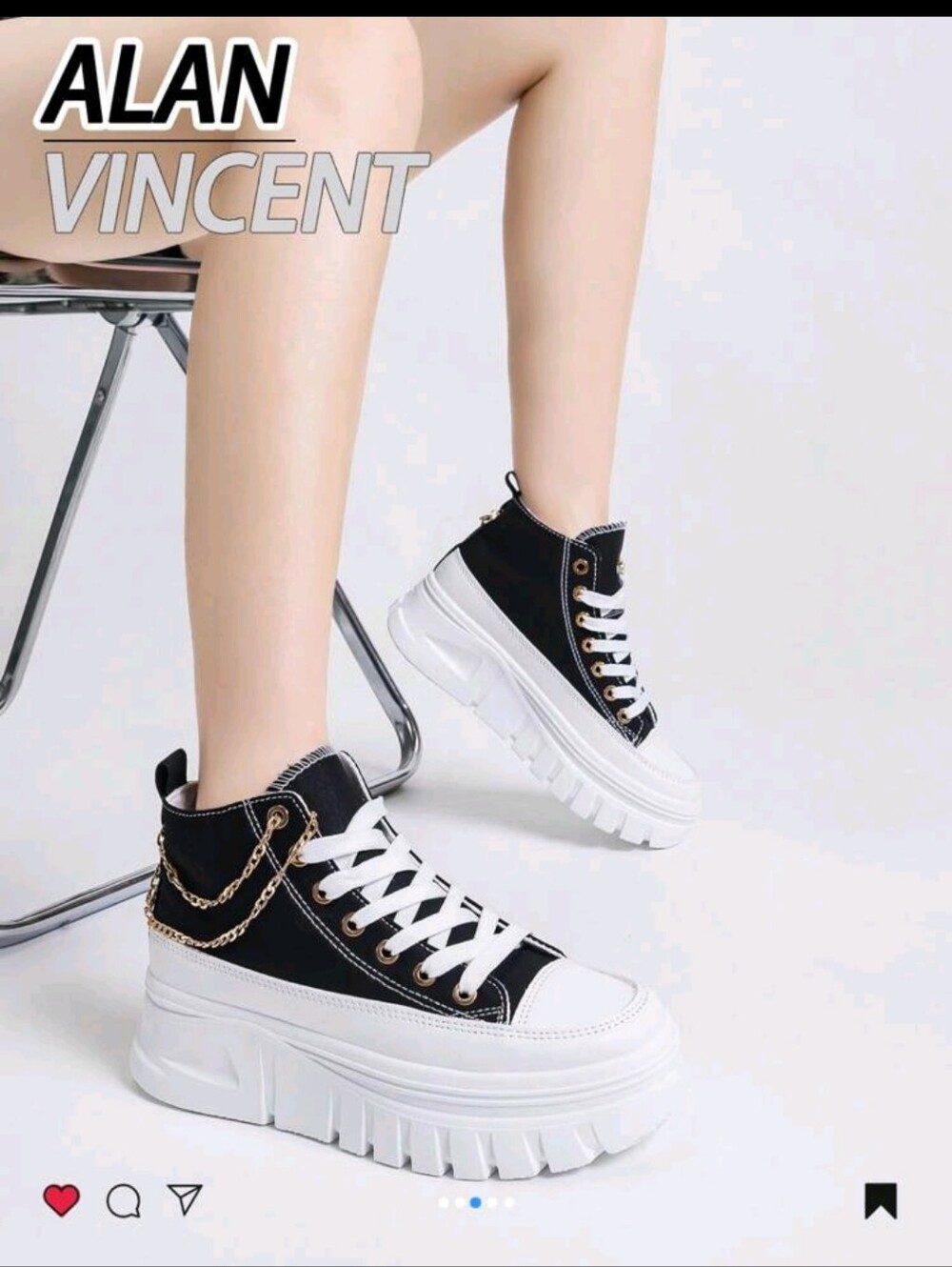 **BLACK  PLATFORM HIGH/TOP SNEAKERS FOR WOMEN **- Casual Street Style ⚫💲💲💲